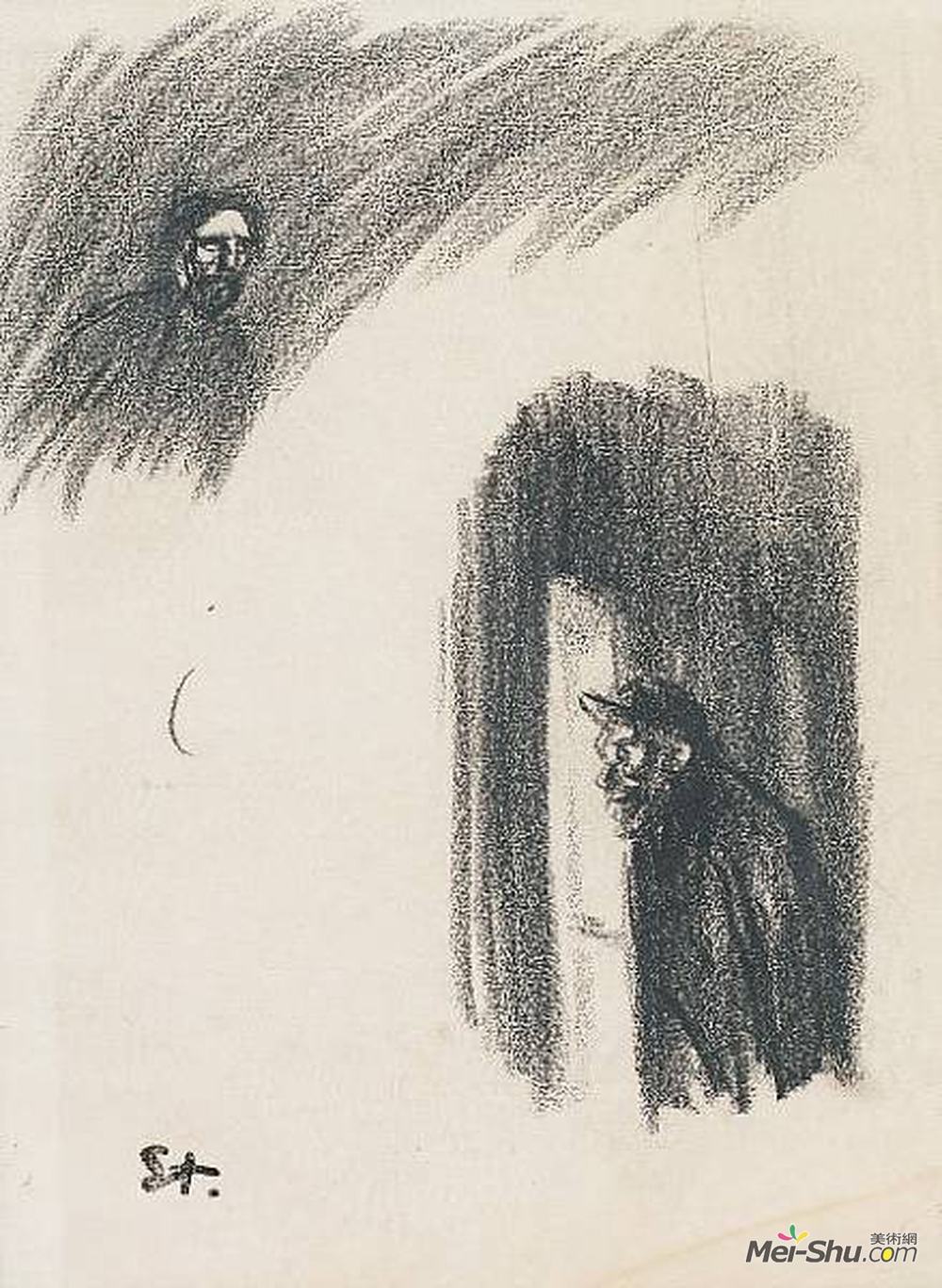 索菲尔·史坦林(Theophile Steinlen)高清作品《两名男子》