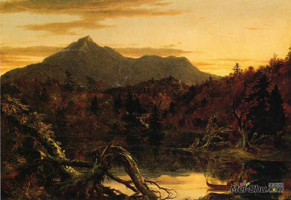 托马斯·科尔(Thomas Cole)高清作品《科波威峰秋暮色（巧克力山，新火腿）》