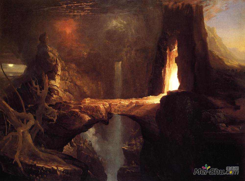 托马斯·科尔(Thomas Cole)高清作品《开除。月亮和火光》