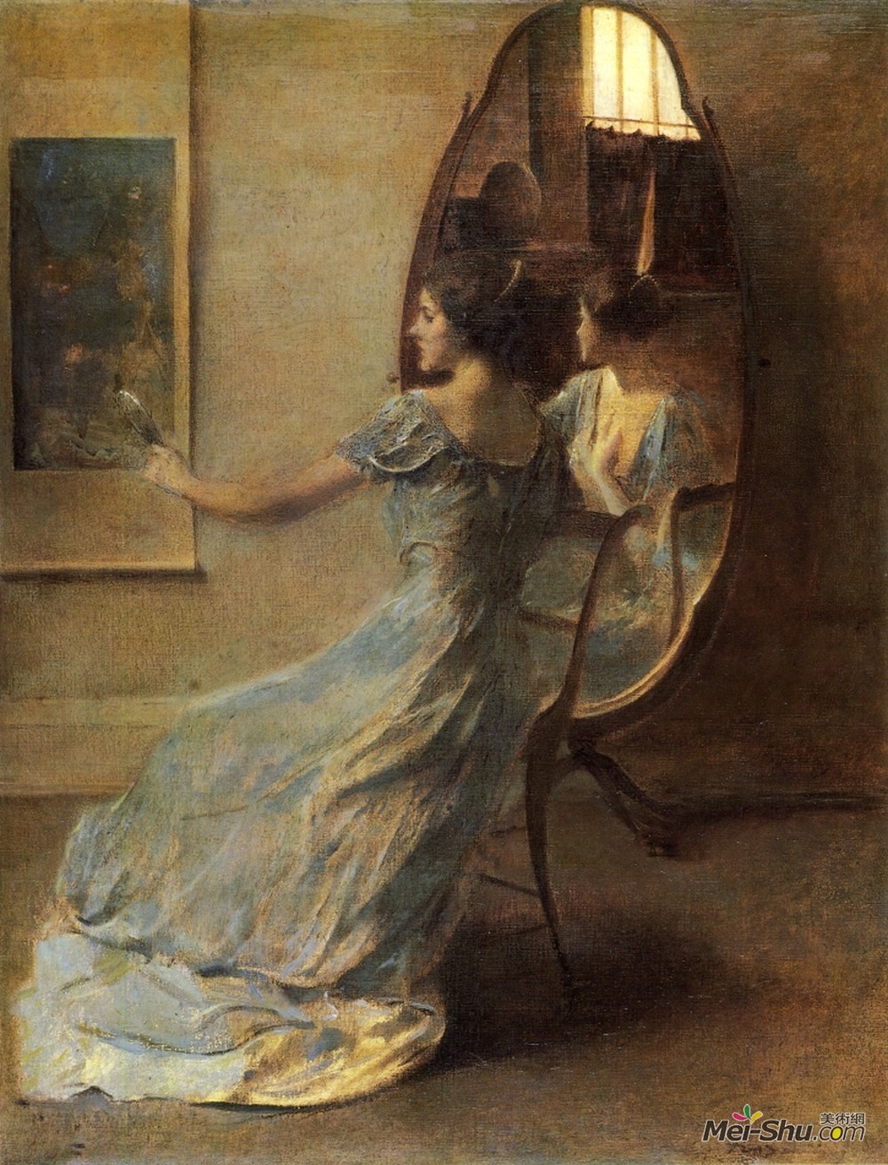 托马斯·杜因(Thomas Dewing)高清作品《镜前》