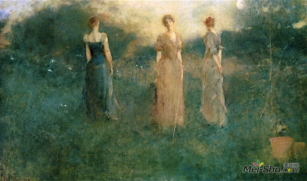 托马斯·杜因(Thomas Dewing)高清作品《在花园里》