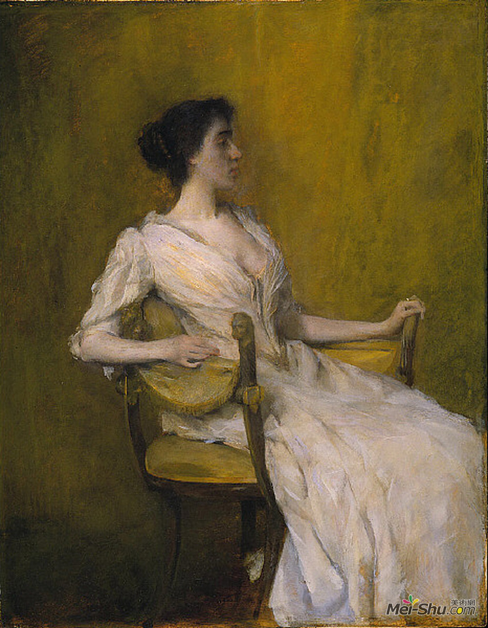 托马斯·杜因(Thomas Dewing)高清作品《白衣女子》