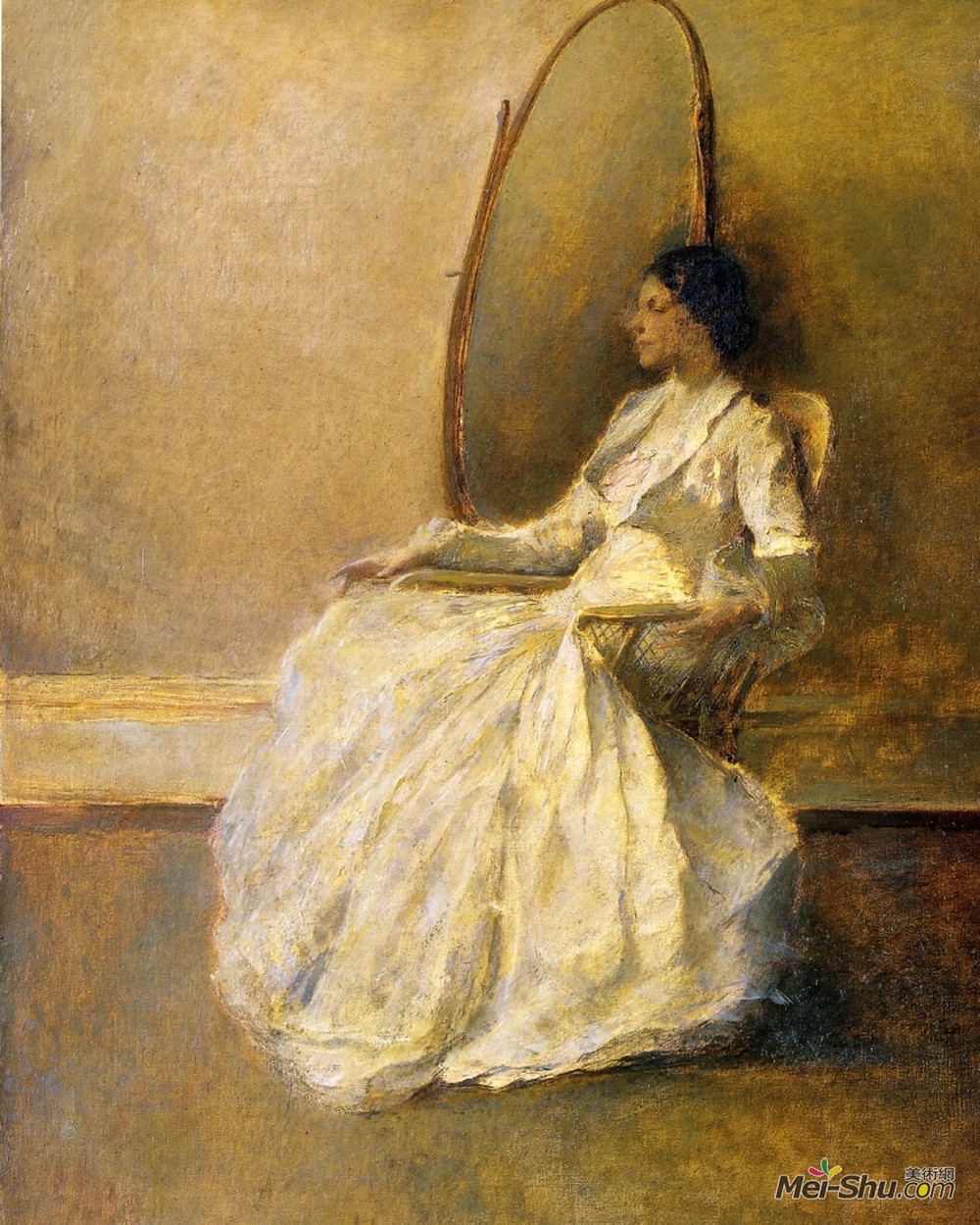 托马斯·杜因(Thomas Dewing)高清作品《白衣女子》