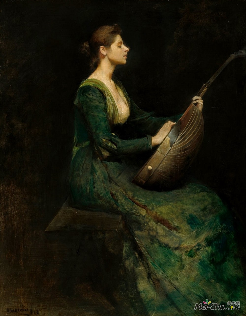 托马斯·杜因(Thomas Dewing)高清作品《琵琶女》