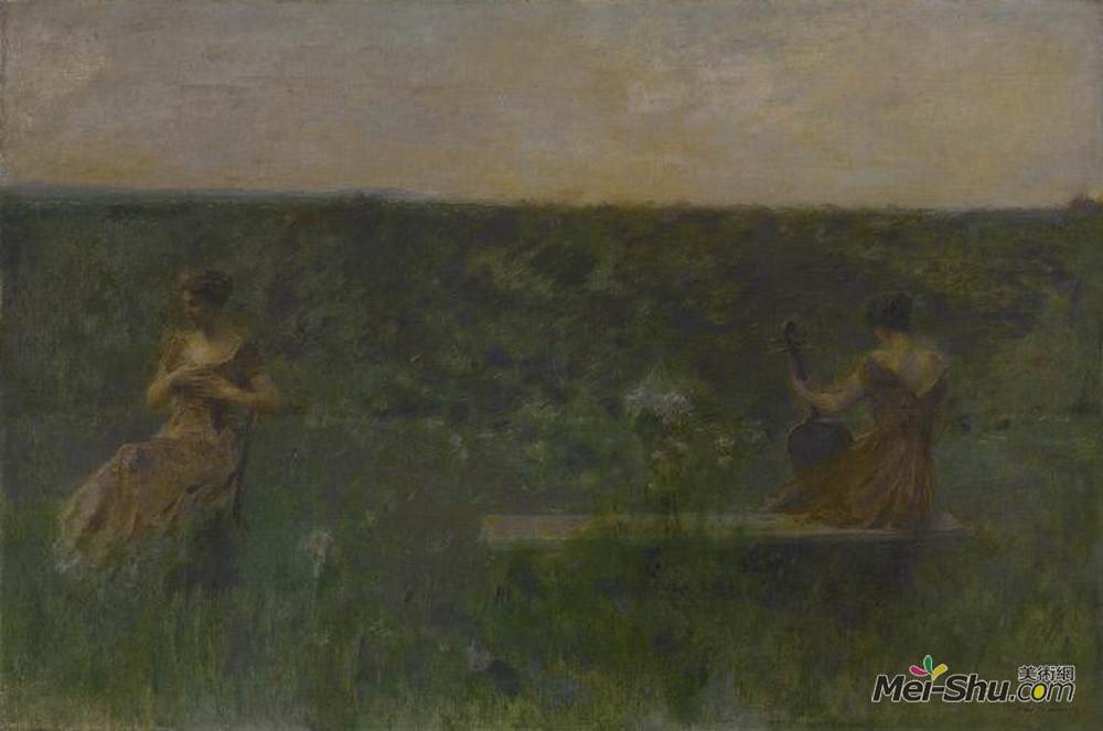 托马斯·杜因(Thomas Dewing)高清作品《春天（花园）》