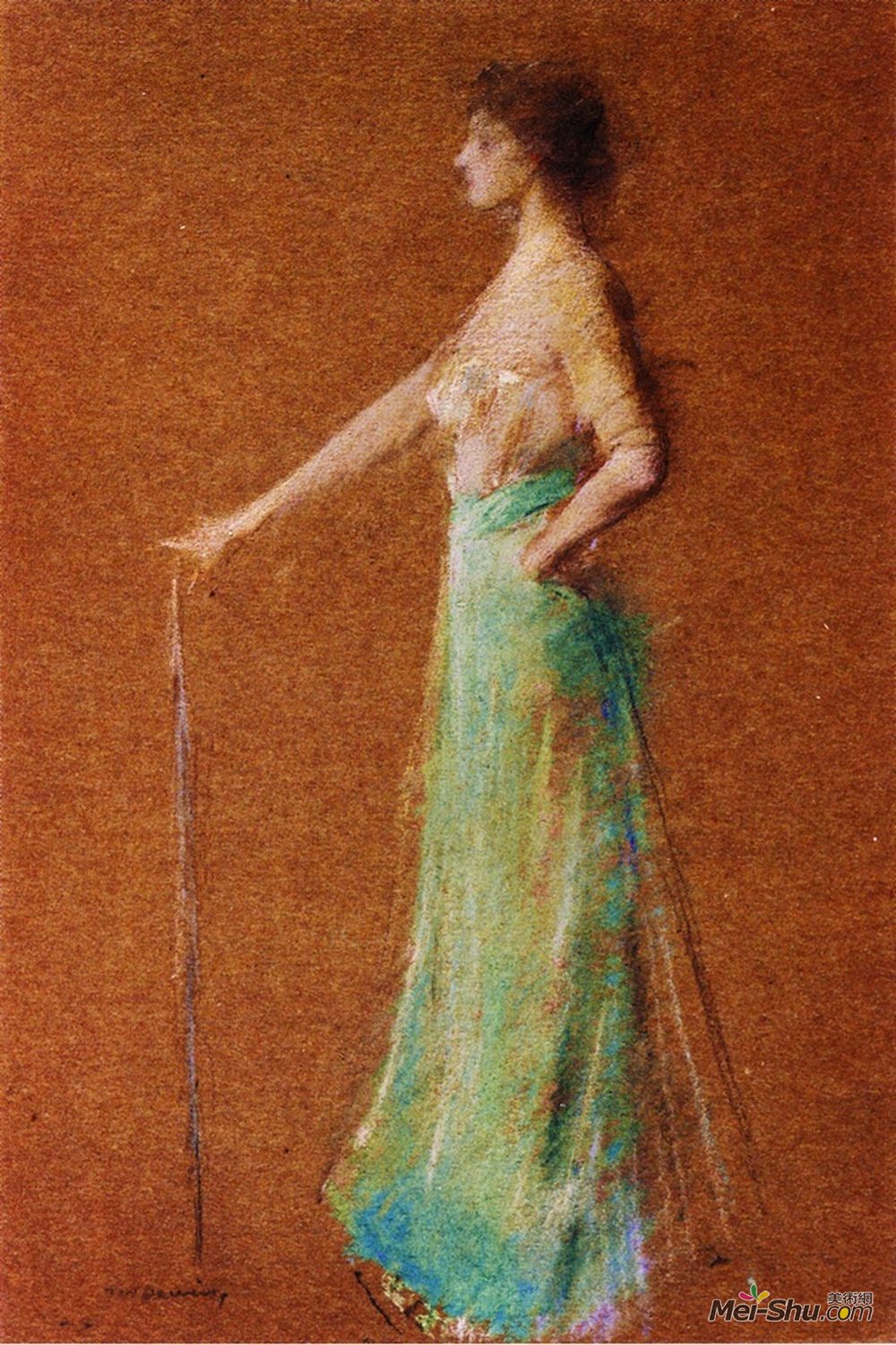 托马斯·杜因(Thomas Dewing)高清作品《站着的女人》