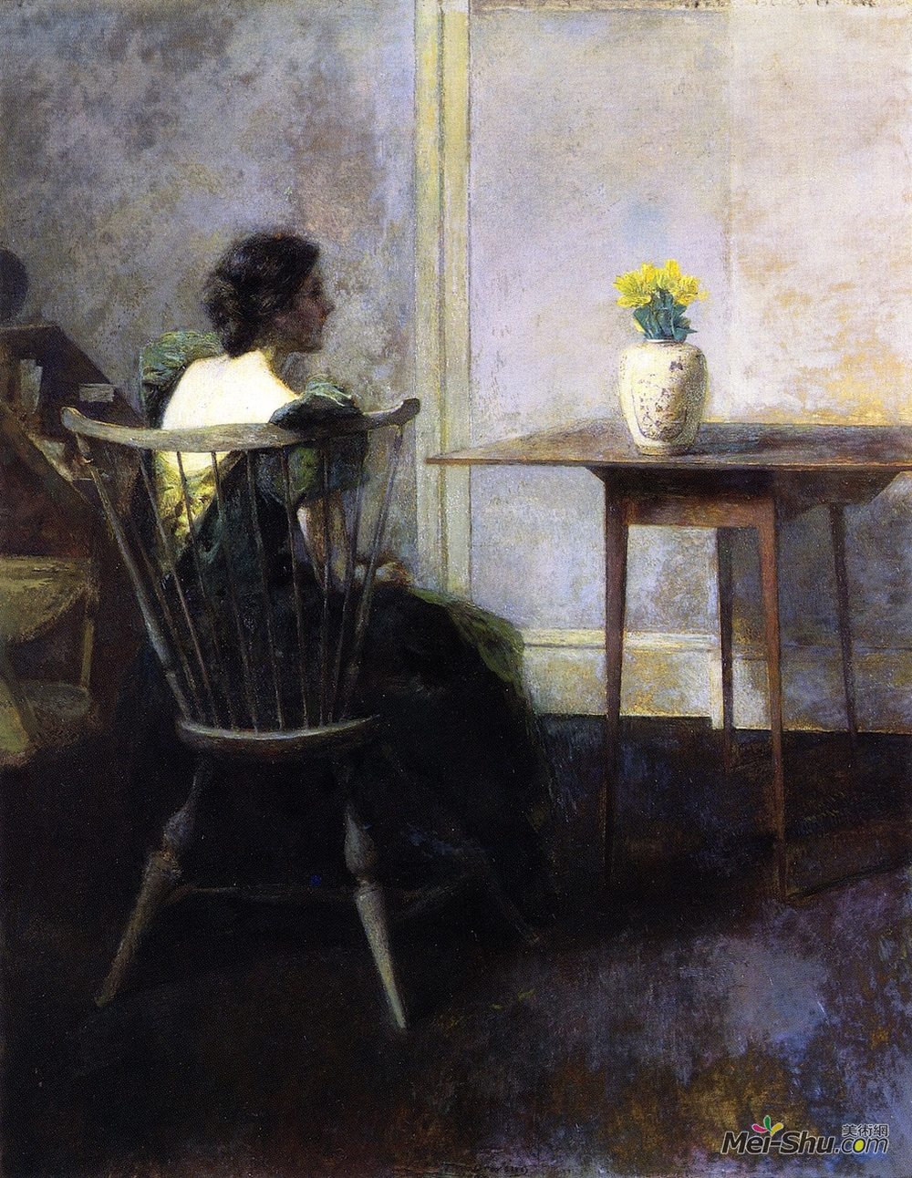 托马斯·杜因(Thomas Dewing)高清作品《黄色郁金香》