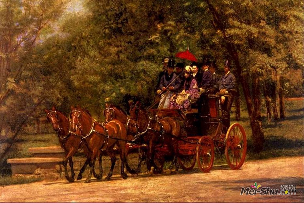 托马斯·伊肯斯(Thomas Eakins)高清作品《公园里的五月早晨（费尔曼罗伯斯四）》