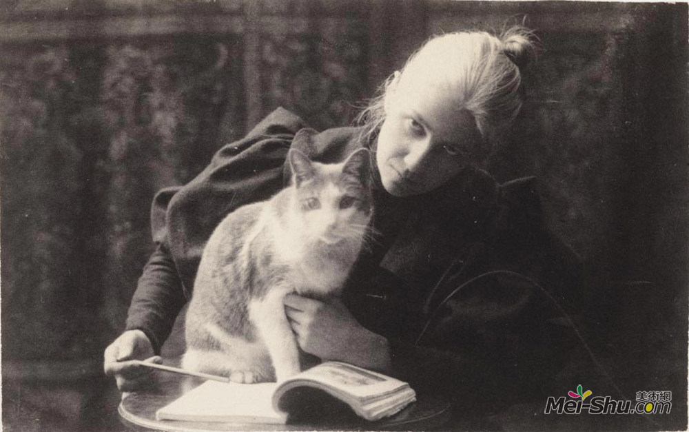 托马斯·伊肯斯(Thomas Eakins)高清作品《阿米莉亚范布伦与猫》