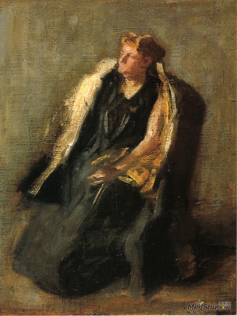 托马斯·伊肯斯(Thomas Eakins)高清作品《哈伯德夫人的肖像（素描）》
