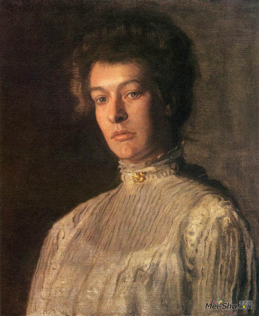 托马斯·伊肯斯(Thomas Eakins)高清作品《克恩道奇夫人的肖像（海伦彼得森格林）》