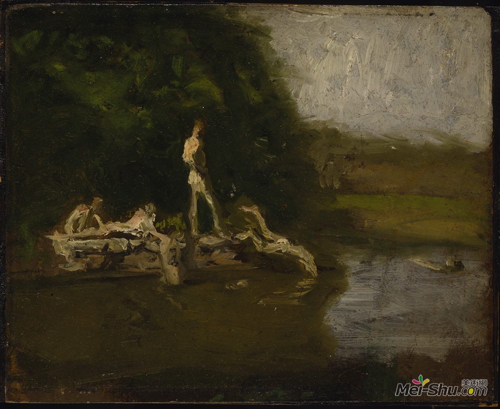 托马斯·伊肯斯(Thomas Eakins)高清作品《游泳洞素描》