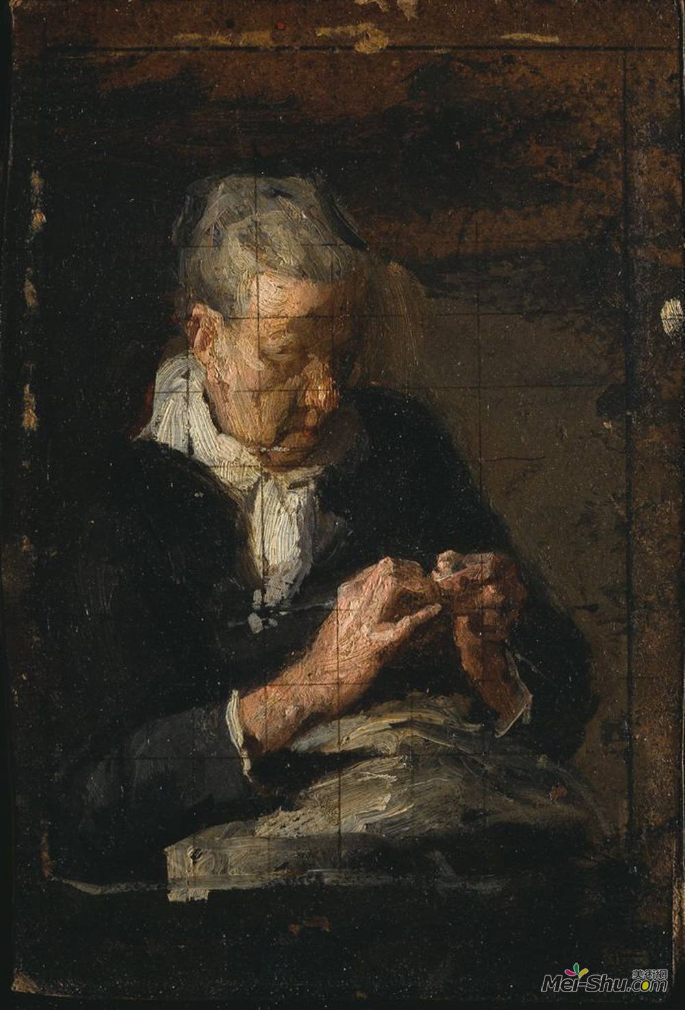 托马斯·伊肯斯(Thomas Eakins)高清作品《女式针织》