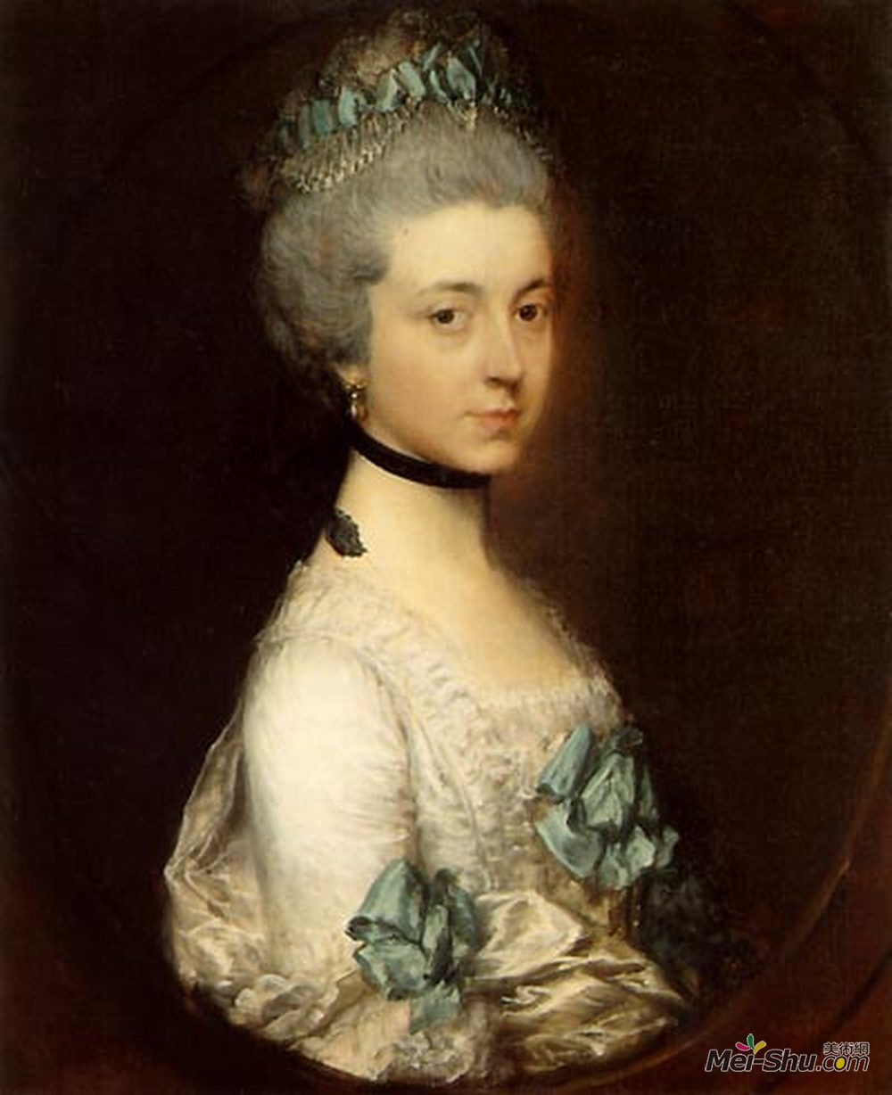 托马斯·庚斯博罗(Thomas Gainsborough)高清作品《Portrait of Lady Elizabeth Montagu, Duchess of Buccleuch and》