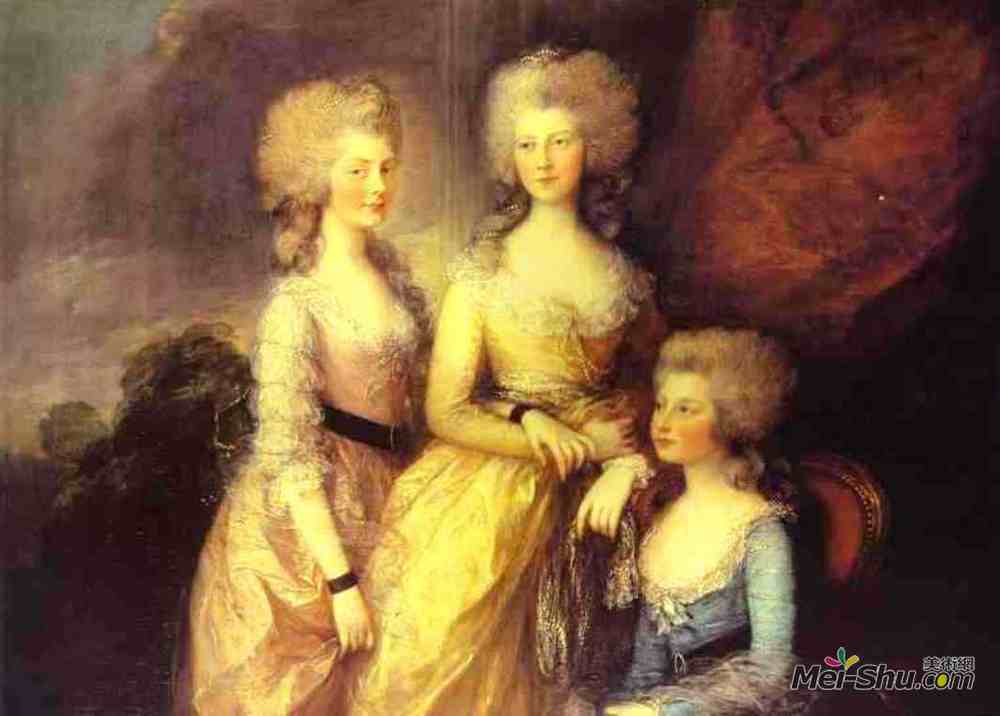 托马斯·庚斯博罗(Thomas Gainsborough)高清作品《乔治三世的三个大女儿：夏洛特公主》