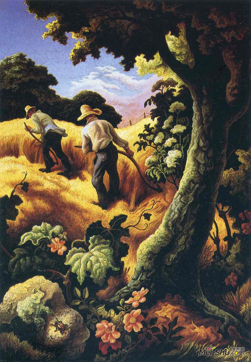 托马斯·哈特·本顿(Thomas Hart Benton)高清作品《七月干草》