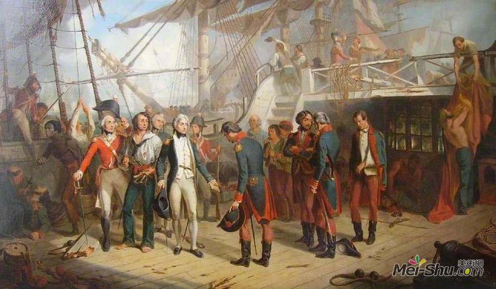 托马斯·琼斯·巴克(Thomas Jones Barker)高清作品《Nelson Receiving the Swords of the Spanish Surrendering on B》
