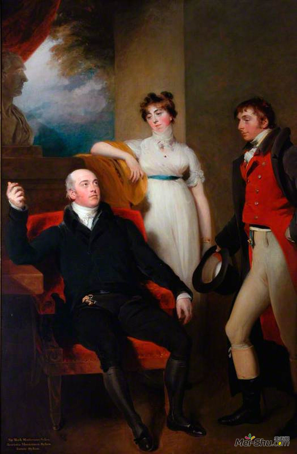 托马斯·劳伦斯(Thomas Lawrence)高清作品《Sir Mark Sykes, Henrietta Masterman Sykes and Tatton Sykes》