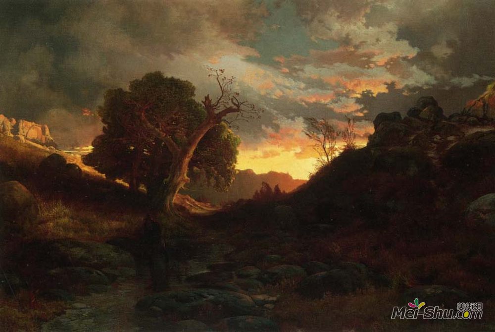 托马斯·莫兰(Thomas Moran)高清作品《夜间猎手》