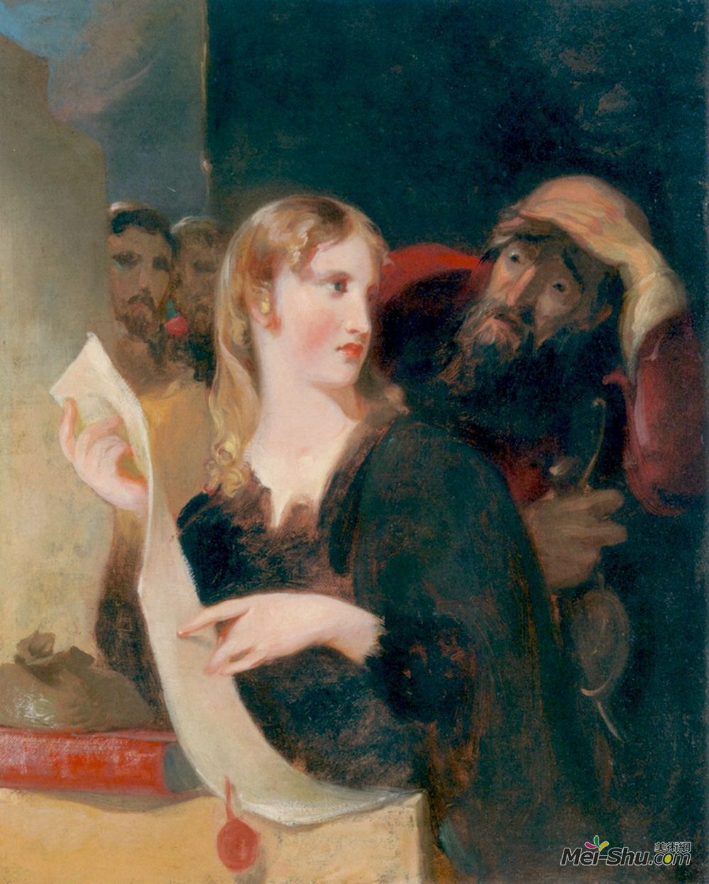 托马斯·苏利(Thomas Sully)高清作品《波西亚，威尼斯商人》