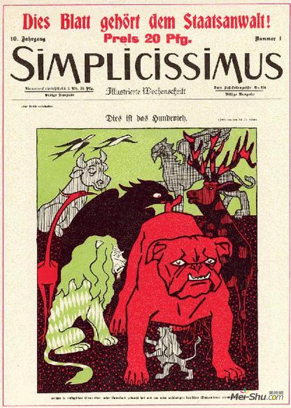 托马斯·特奥多尔·海涅(Thomas Theodor Heine)高清作品《《简约杂志》封面插图》
