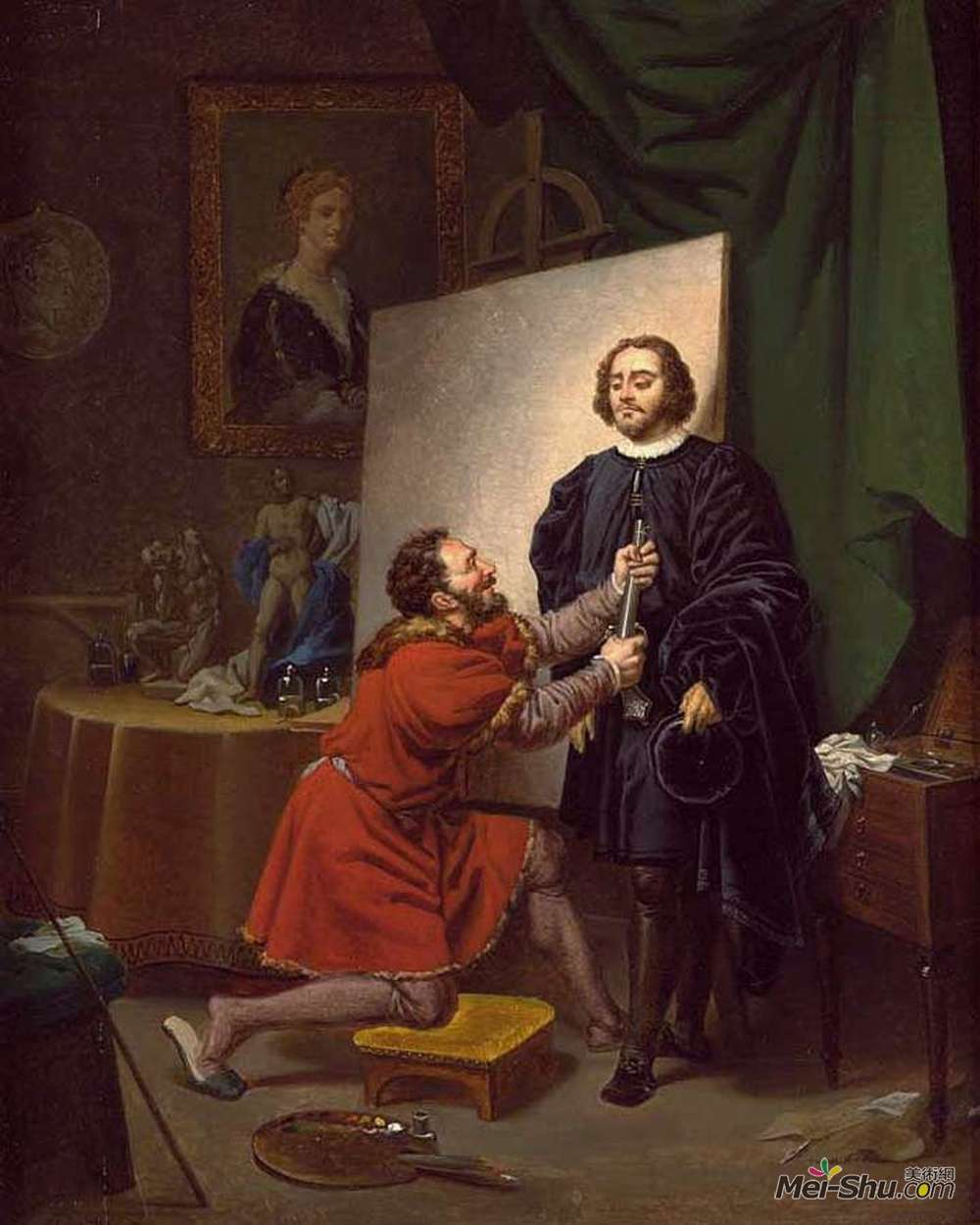 丁托莱托(Tintoretto)高清作品《Aretino in the Studio of Tintoretto》
