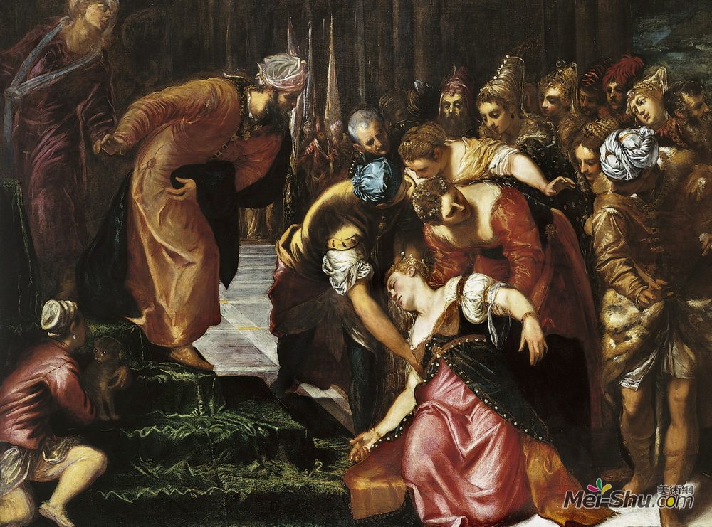 丁托莱托(Tintoretto)高清作品《亚哈随鲁前的埃丝特》