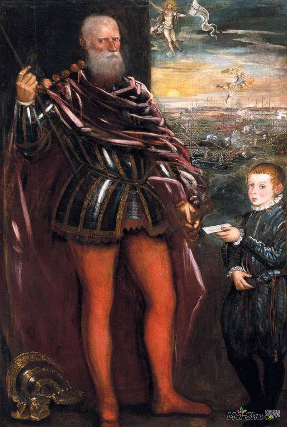 丁托莱托(Tintoretto)高清作品《Portrait of Sebastiano Venier with a Page》