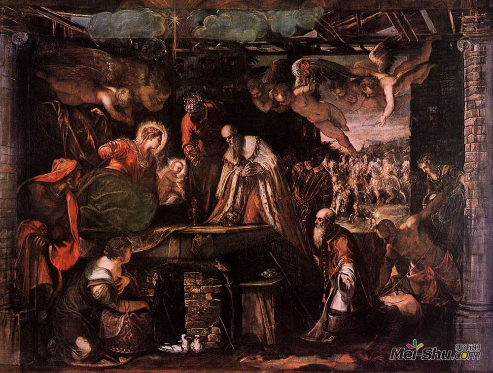 丁托莱托(Tintoretto)高清作品《贤士的崇拜》