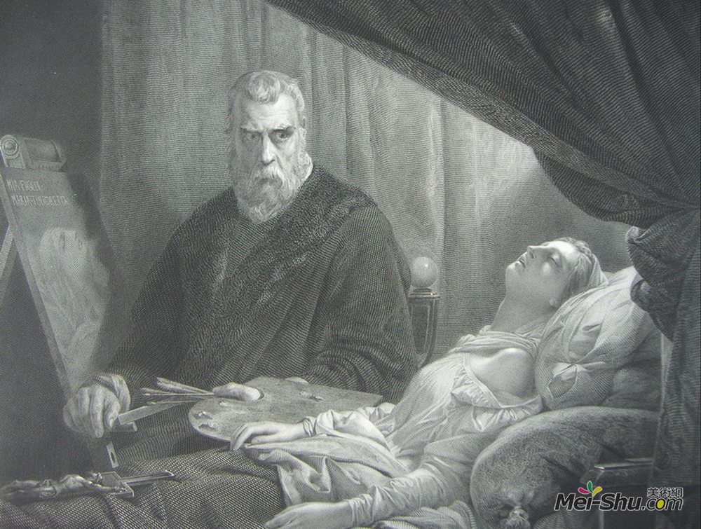丁托莱托(Tintoretto)高清作品《丁托列托在他女儿的临终前》