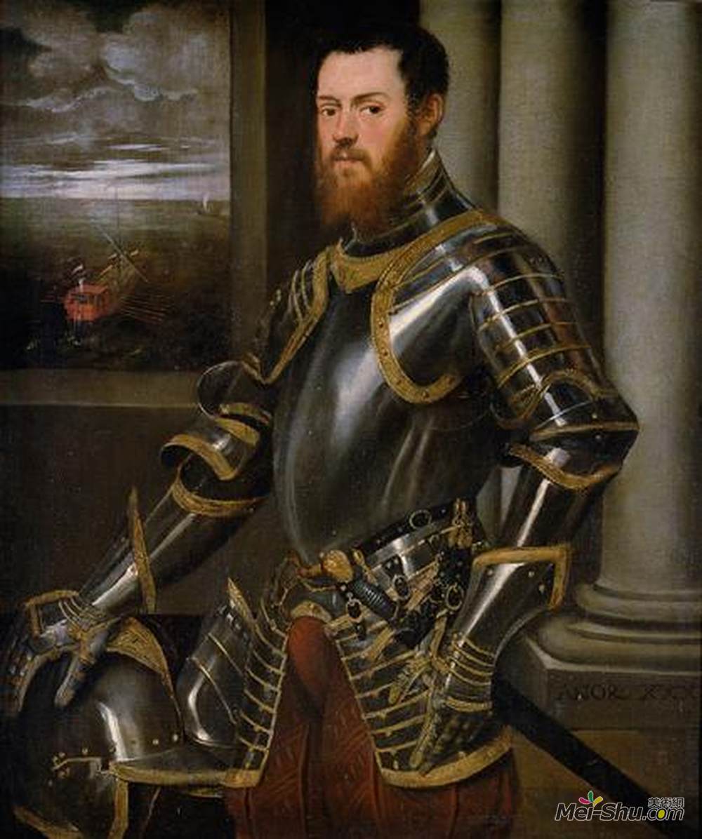 丁托莱托(Tintoretto)高清作品《穿盔甲的年轻人》