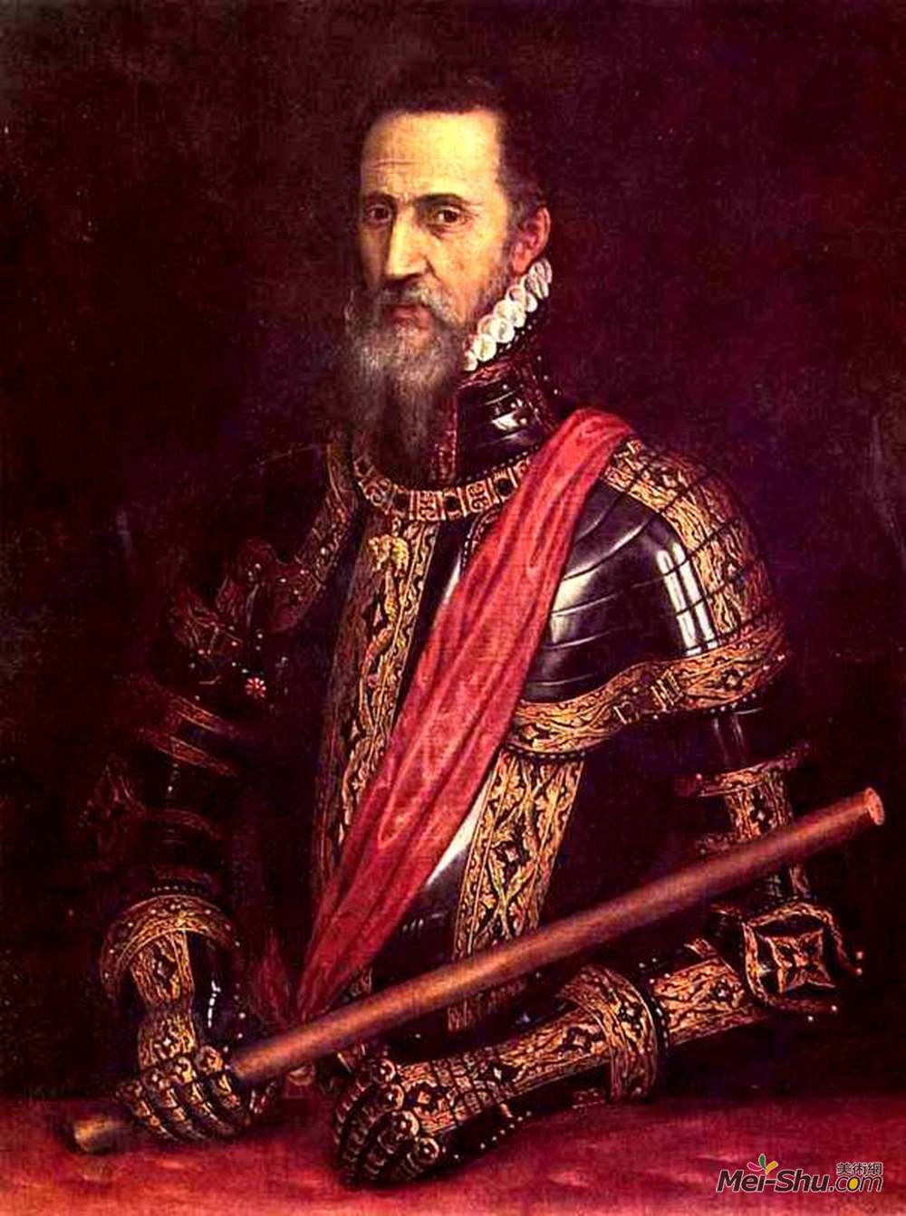 提香·韦切利奥(Titian)高清作品《Portrait of Don Fernando Alvarez of Toledo, Grand Duke of Al》