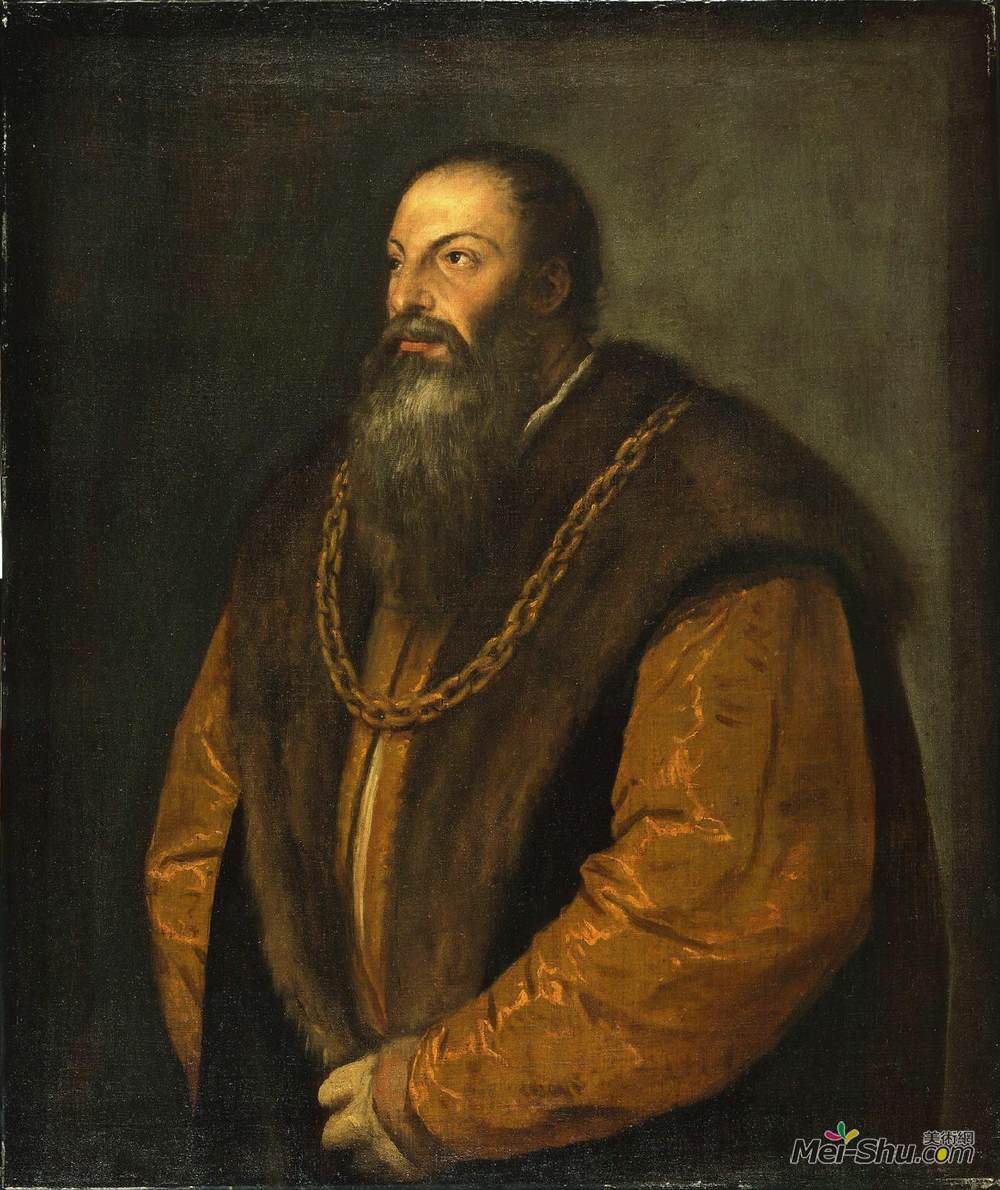 提香·韦切利奥(Titian)高清作品《Portrait of Pietro Aretino》