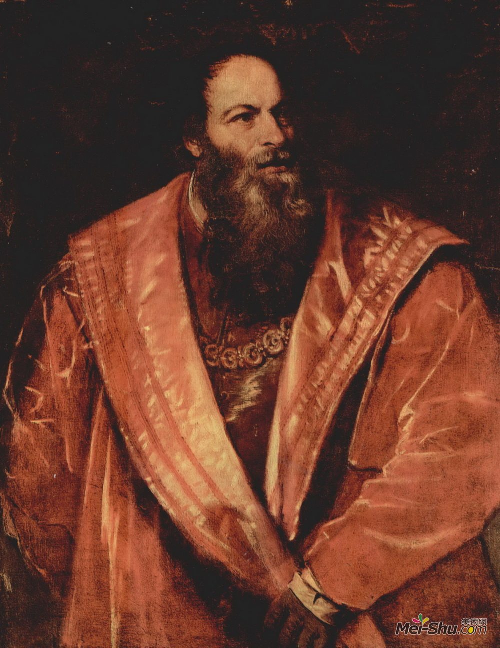 提香·韦切利奥(Titian)高清作品《Portrait of Pietro Aretino》