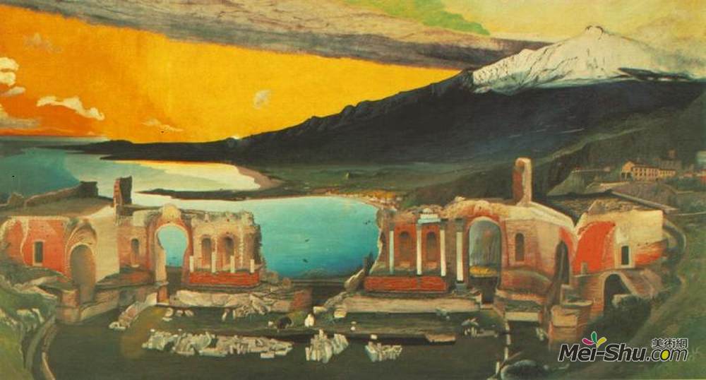 蒂瓦达?科斯塔?琼特瓦利(Tivadar Kosztka Csontvary)高清作品《陶尔米纳古剧院遗址》