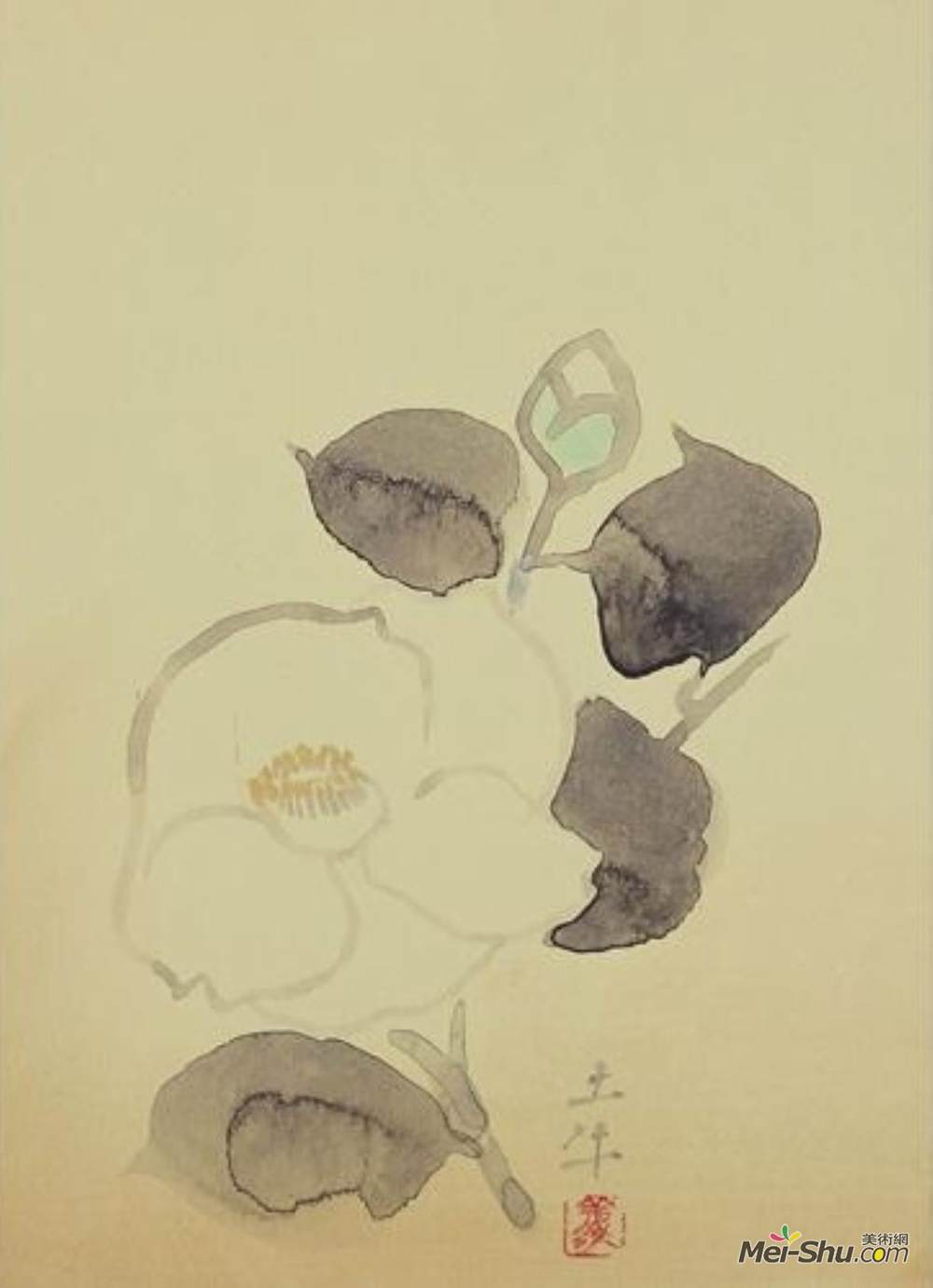 奥村土牛(Okumura Togyu)高清作品《山茶属》
