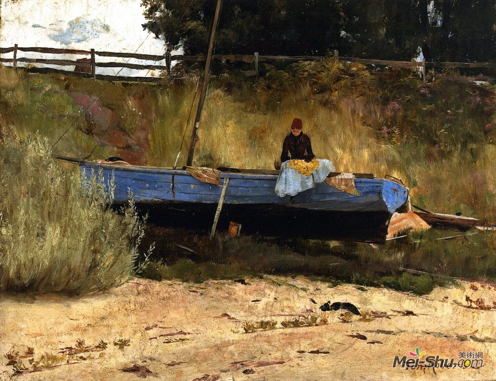 汤姆·罗伯茨(Tom Roberts)高清作品《昆斯克利夫海滩上的小船》