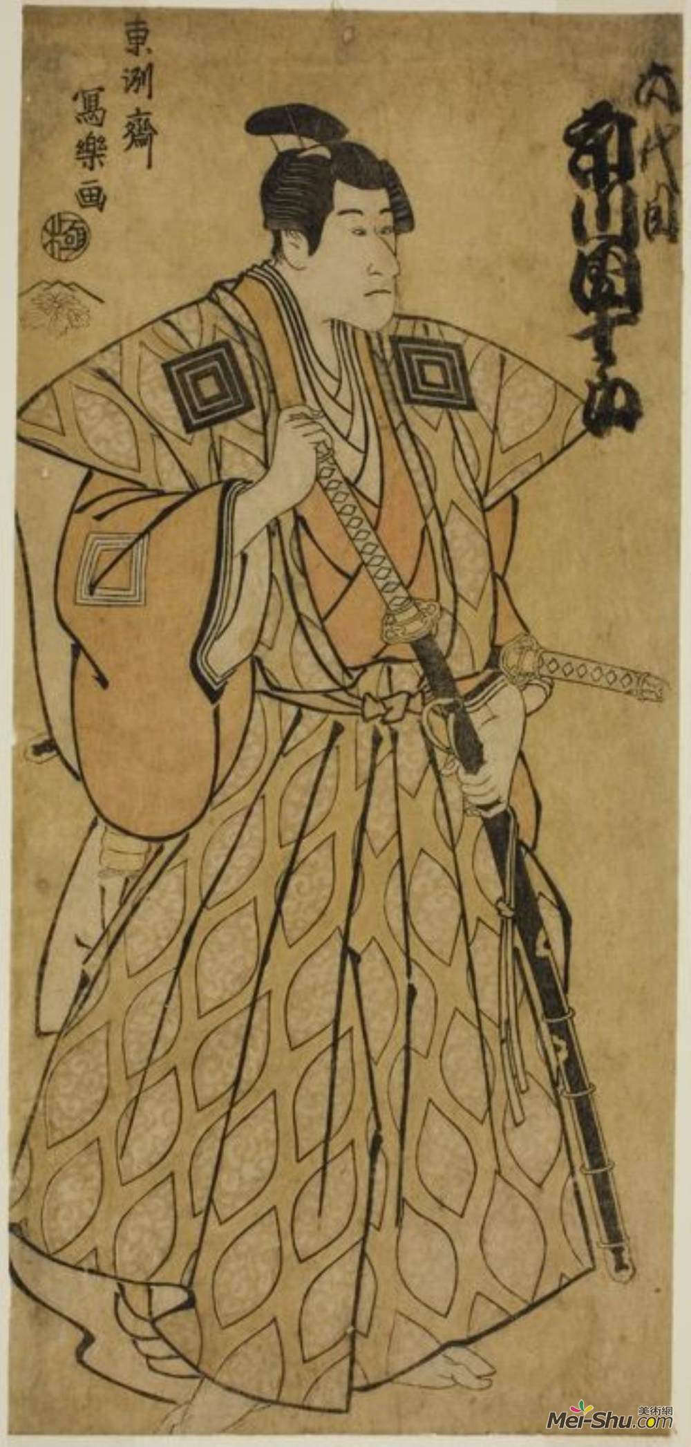 东洲斋写乐(Tōshūsai Sharaku)高清作品《Ichikawa Danjūrō VI as Fuwa Bansaku》