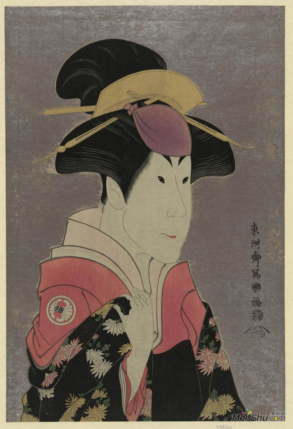 东洲斋写乐(Tōshūsai Sharaku)高清作品《Segawa Tomisaburō as Yadorigi, Wife of Ogishi Kurando, by Tō》