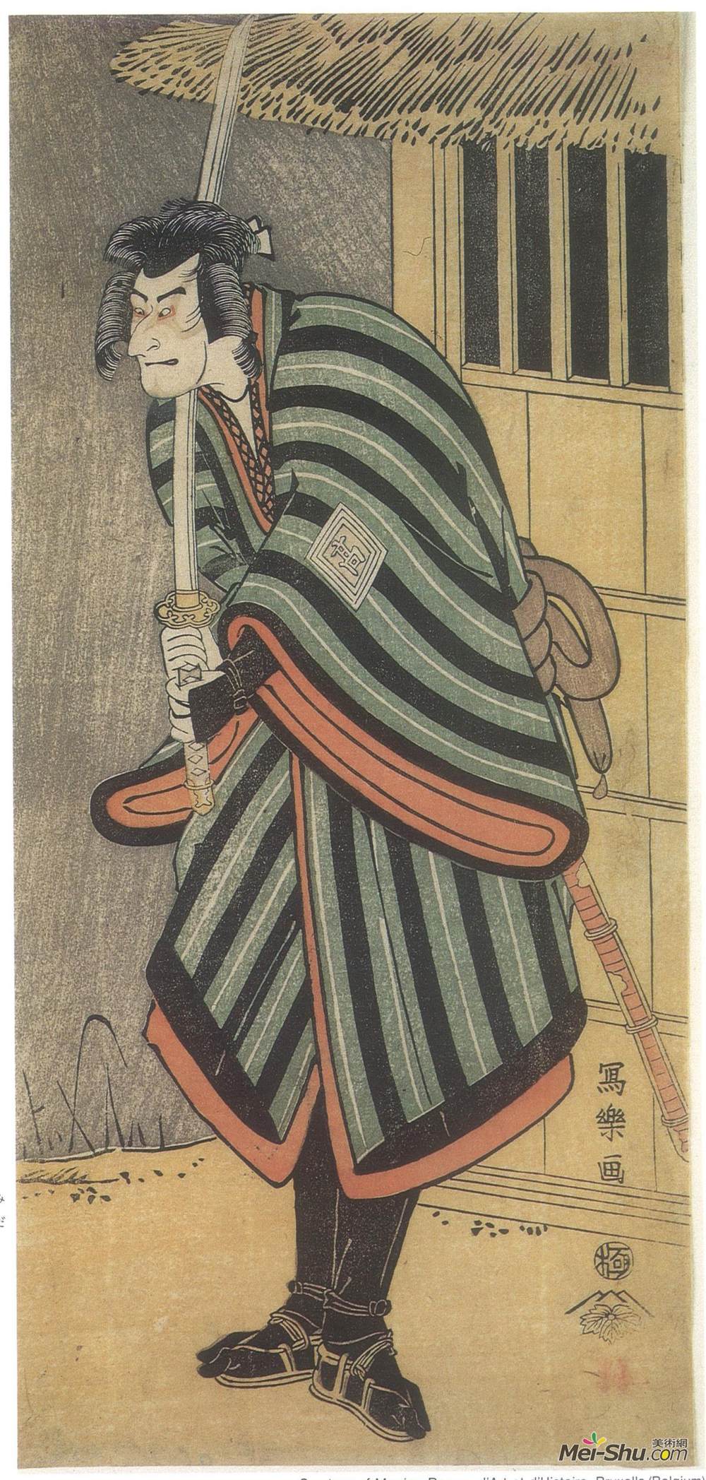 东洲斋写乐(Tōshūsai Sharaku)高清作品《Ichikawa Komazō III as the monk Saihō no Mida Jirō, actual》