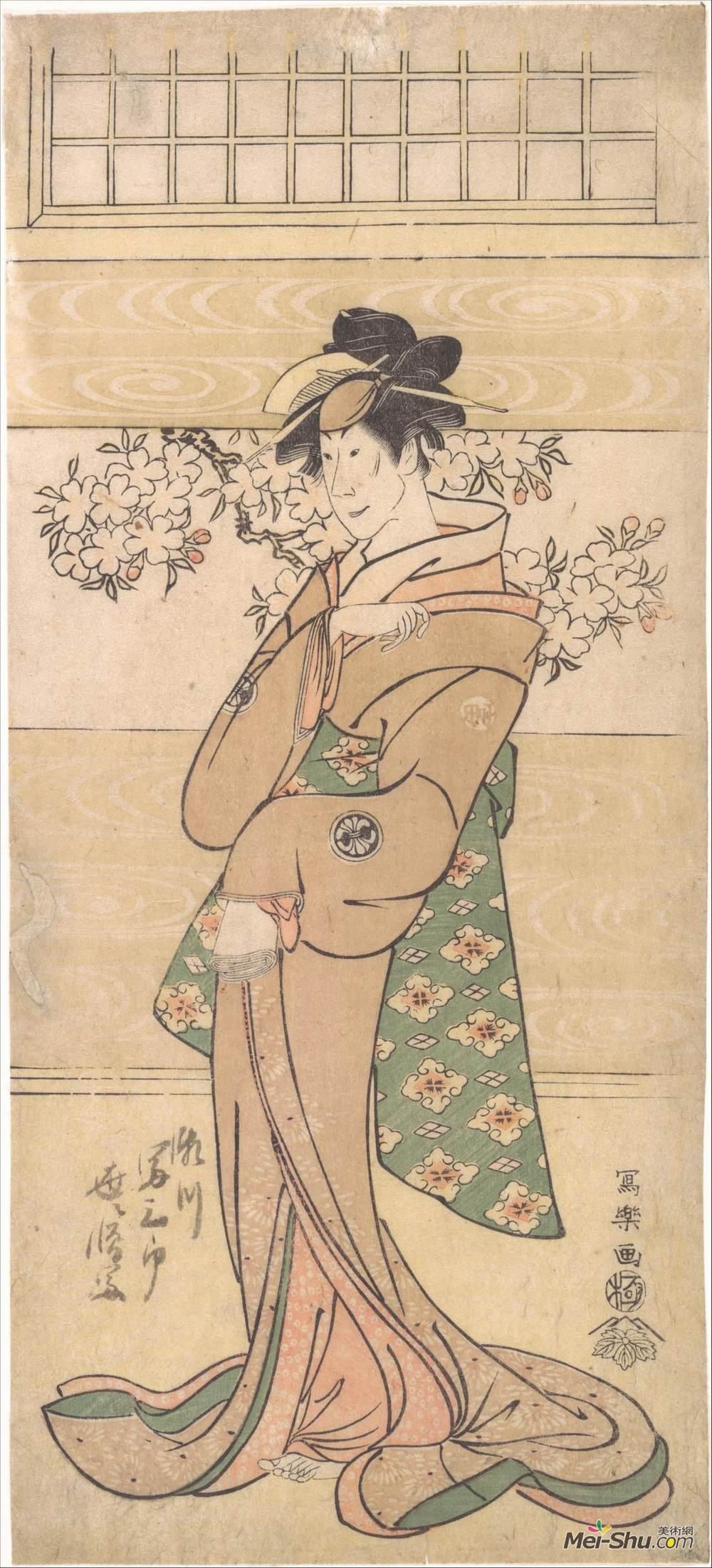 东洲斋写乐(Tōshūsai Sharaku)高清作品《Actor Segawa Tomisaburo II as the Geisha Asaka》