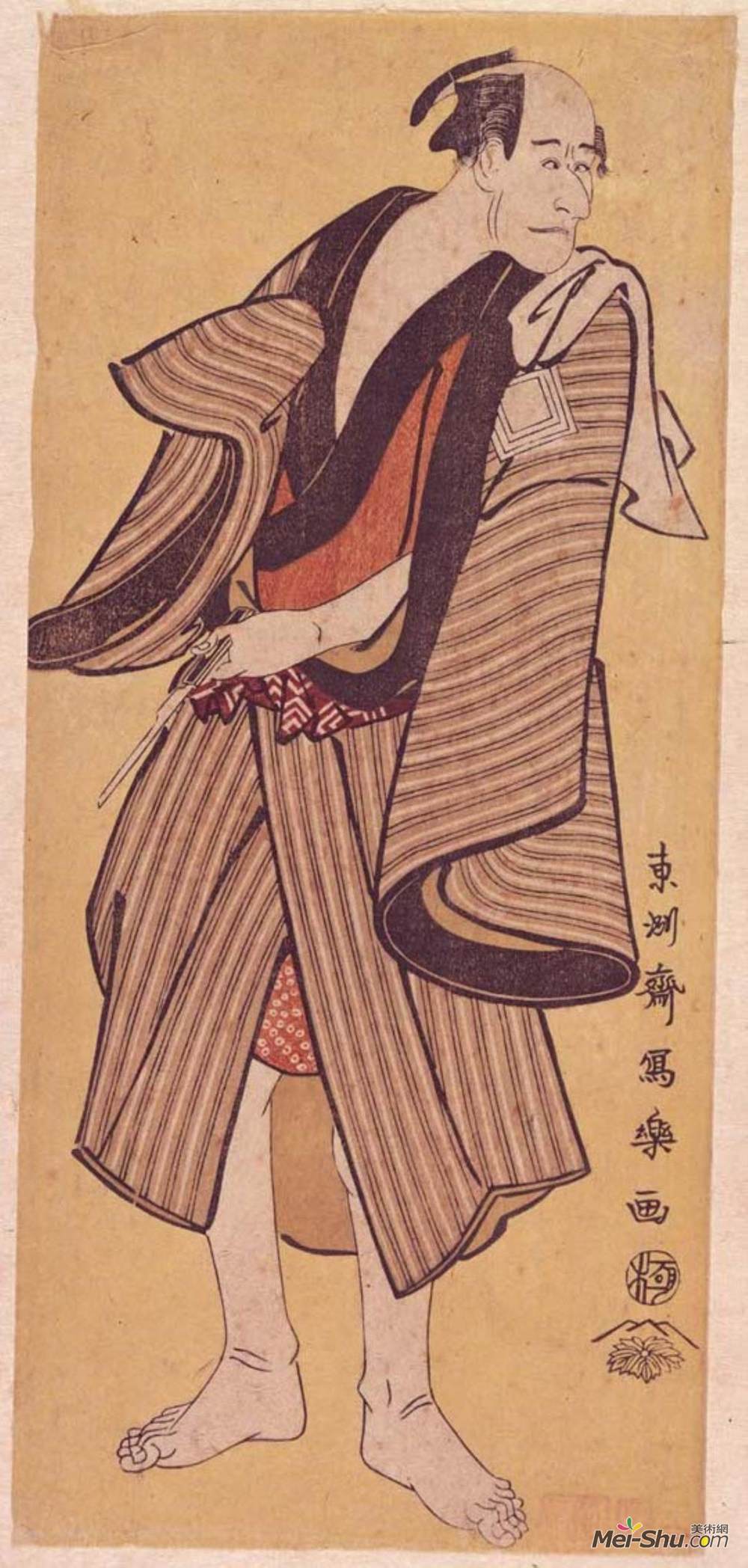 东洲斋写乐(Tōshūsai Sharaku)高清作品《Kabuki Actor Ichikawa Ebizō I as Ranmyaku No Kichi》