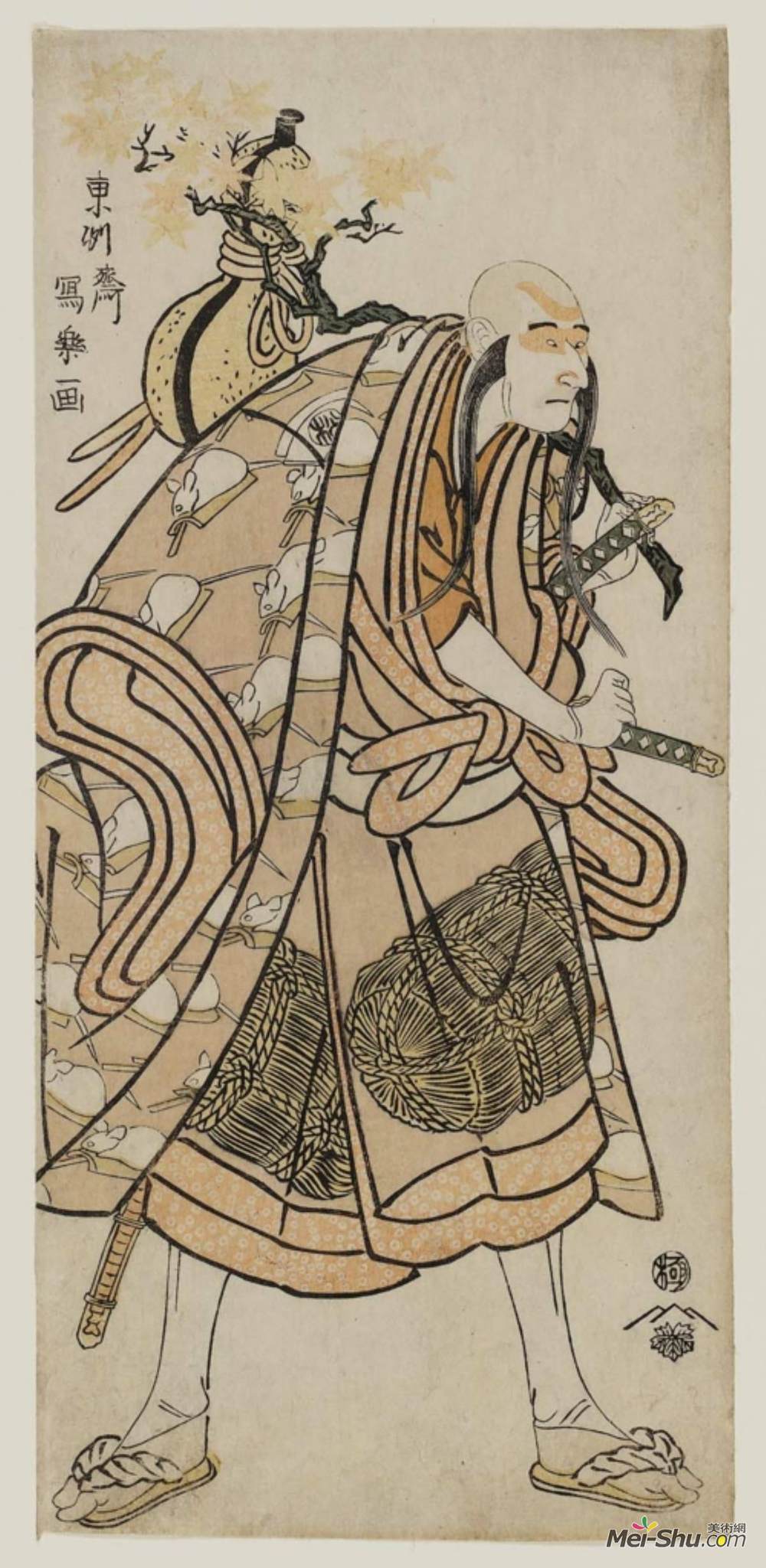 东洲斋写乐(Tōshūsai Sharaku)高清作品《Kabuki Actor Onoe Matsusuke I as the Lay Priest Yuasa Magoro》