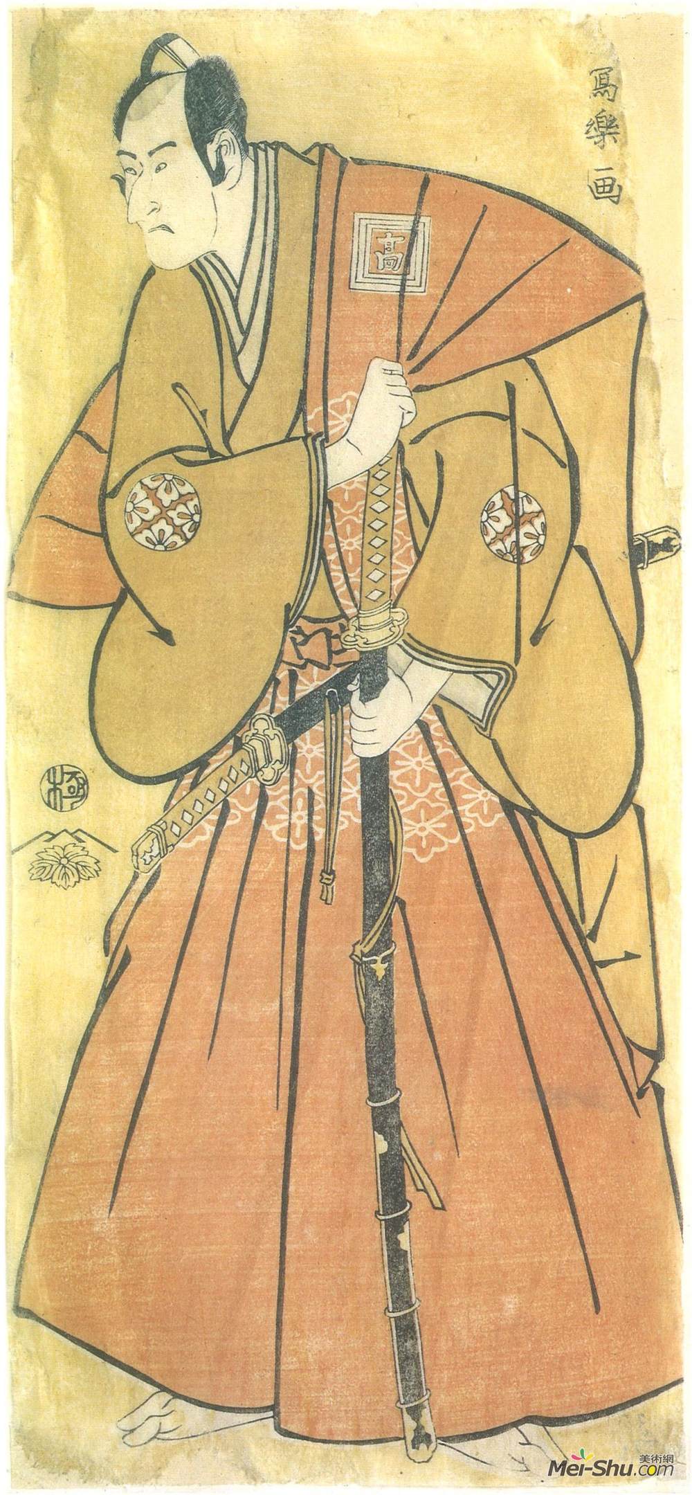 东洲斋写乐(Tōshūsai Sharaku)高清作品《Ichikawa Komazō III as Minase Rokurō Munezumi in a kamishim》