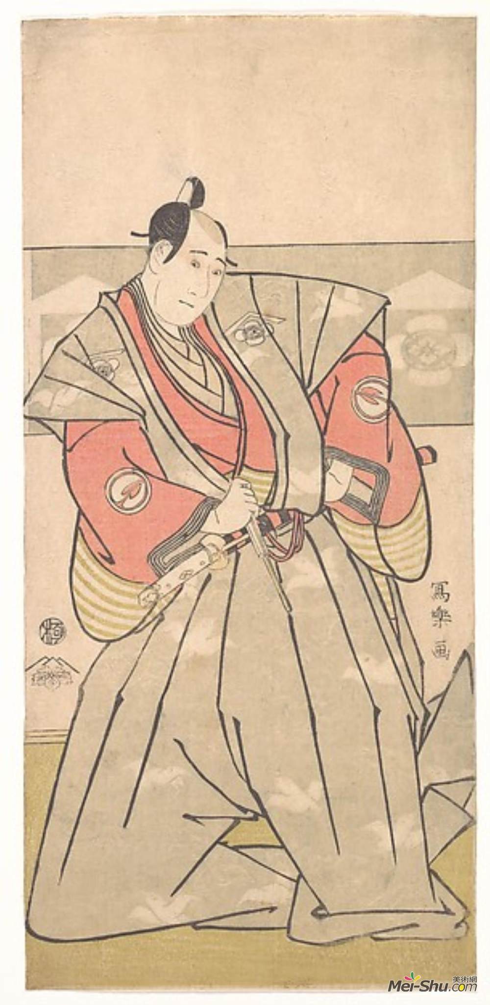 东洲斋写乐(Tōshūsai Sharaku)高清作品《Kabuki Actor Sawamura Sōjūrō III as Soga Jūrō Sukenari》