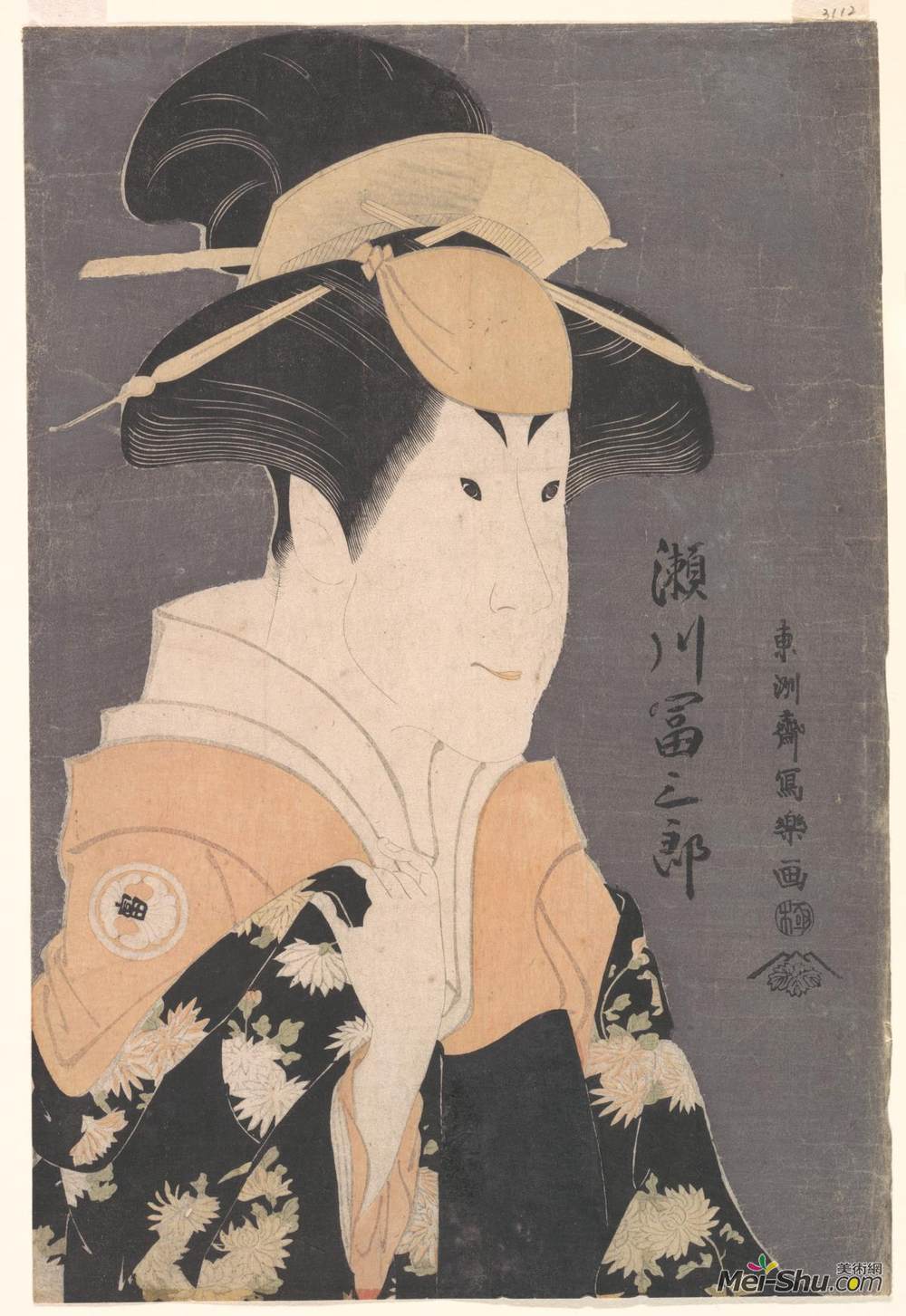 东洲斋写乐(Tōshūsai Sharaku)高清作品《西格玛·托米萨布尔二世作为剧中的亚裔和哈娜》