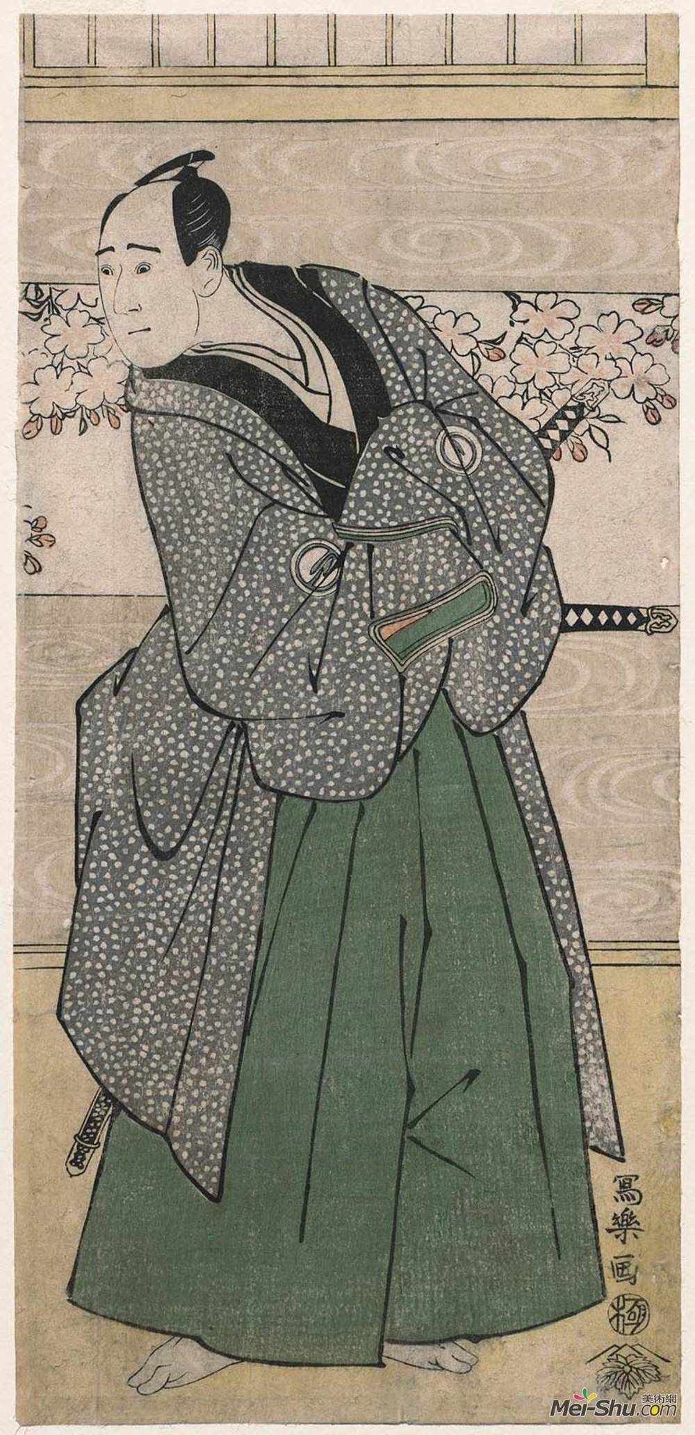 东洲斋写乐(Tōshūsai Sharaku)高清作品《Sawamura Sōjūrō III as Satsuma Gengobei》