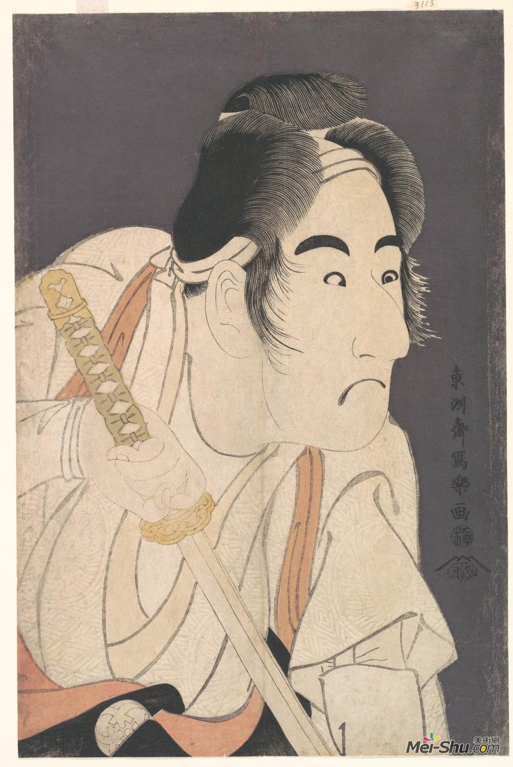 东洲斋写乐(Tōshūsai Sharaku)高清作品《三部曲《三部曲》在戏剧《哈娜》中的《石狮》》
