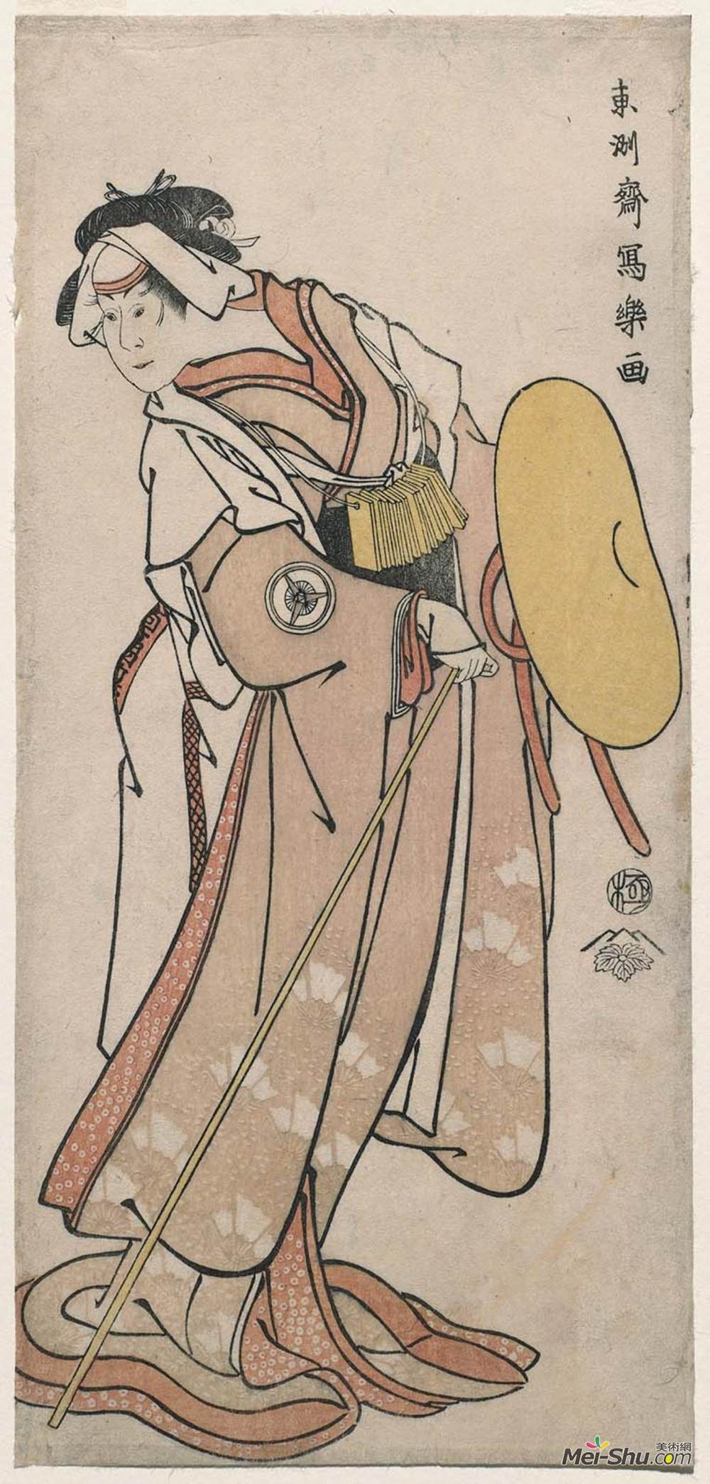 东洲斋写乐(Tōshūsai Sharaku)高清作品《Iwai Hanshirō IV as the pilgrim Otoma, daughter of Ohina fro》