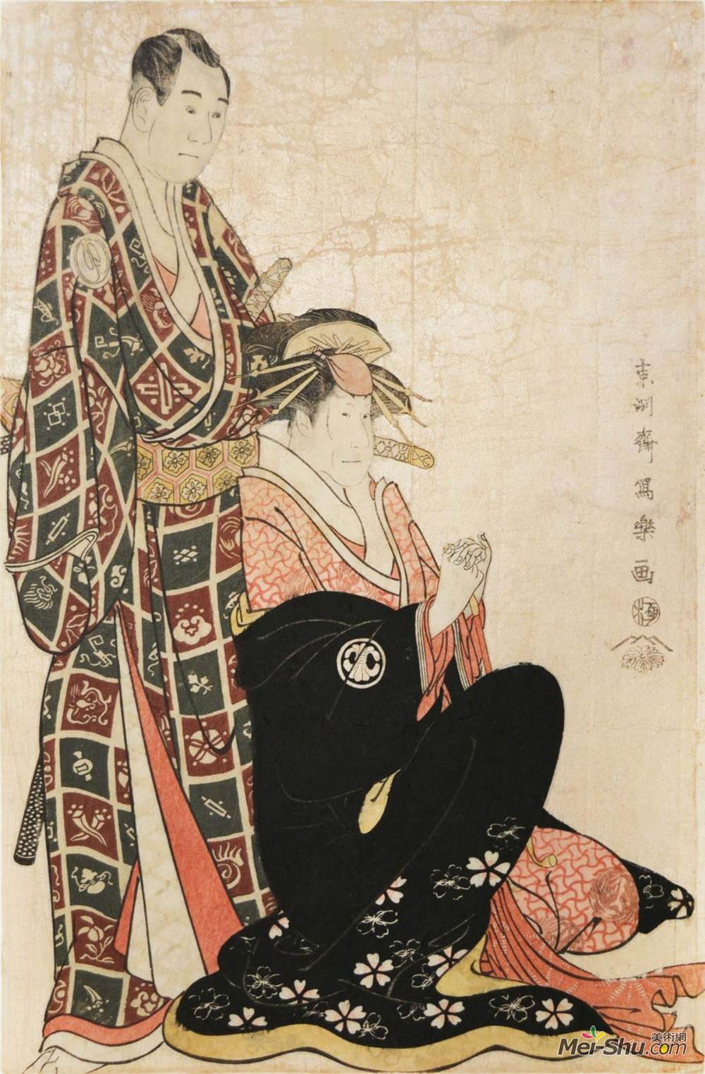 东洲斋写乐(Tōshūsai Sharaku)高清作品《Kabuki Actors Sawamura Sōjūrō III as Nagoya Sanza, and Seg》